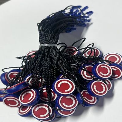 Prezzi circolari Tag di abbigliamento Fastener Filamento in poliestere nero in rilievo oro