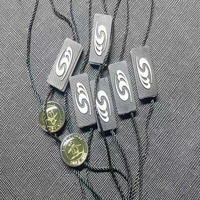 Stringo per etichetta nera da 7 pollici, 0,1 once, etichette sospese leggere adatte per etichette di prodotti di abbigliamento e display al dettaglio